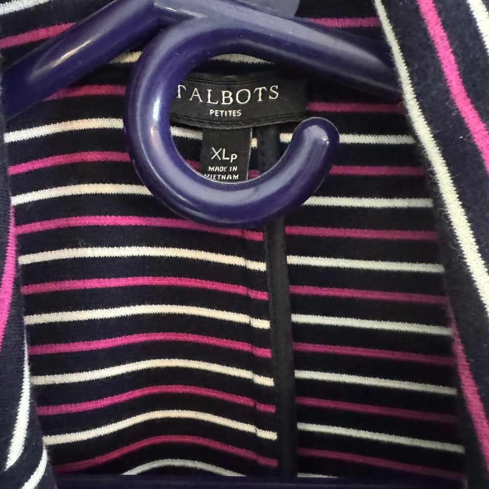 Talbots Womens Knit Blazer Striped Long Sleeve Button Front Casual Jacket XL Pet - Picture 3 of 5